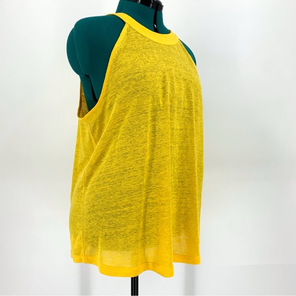 Joie NWT Yellow Linen Banded High Neck Sleeveless Top, XL - Picture 10 of 16